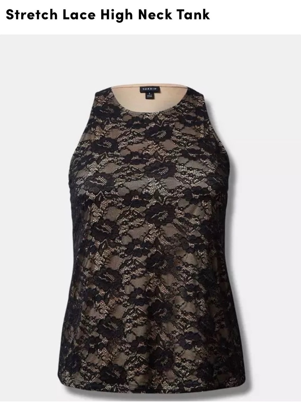 Torrid 4 Black Stretch Lace High Neck Tank